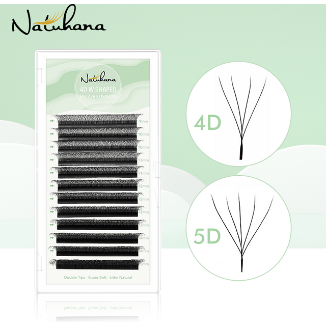 NATUHANA W-Shaped 4D 5D Volume Eyelash Extensions Premade Volume Fans W Shape Lashes Natural Soft False Eyelashes for Makeup