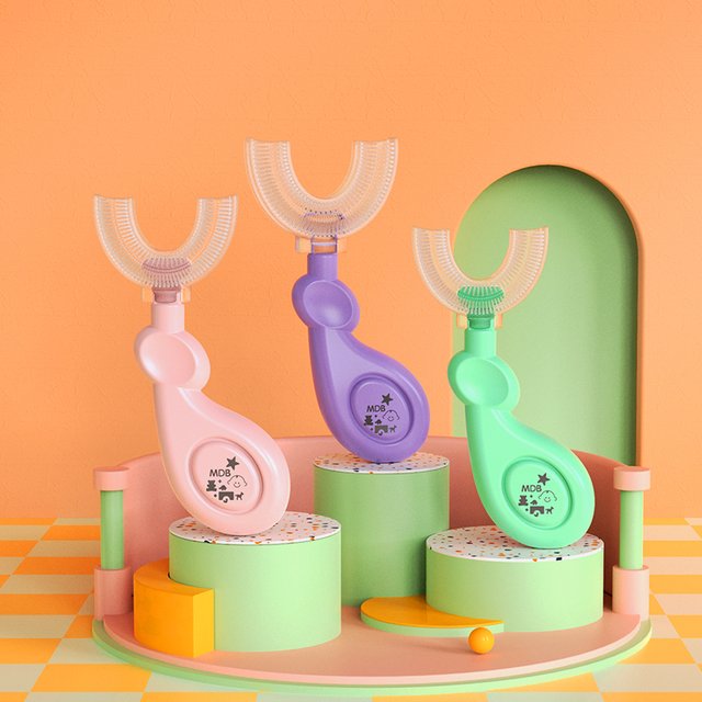 2-6 Years Baby 360 Degree U-shaped Oral Care Cleaning Silicone Soft Toothbrush Cartoon Cute Children's Toothbrush