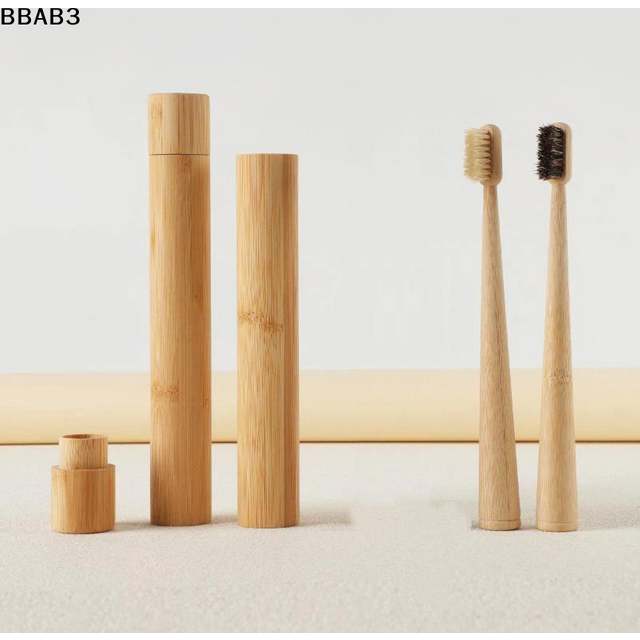 【B】1Pc/4Pcs Horse Bristle Bamboo Toothbrush Luxurious Soft Quick Dry Biodegradable Plastic Nylon Free