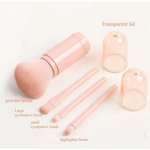 Pinceau de maquillage multifonctionnel rétractable Portable, brosse à Blush avec couvercle 4 en 1,