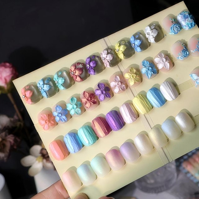 9Colors Auroras 3D Painted Gel Nail Polish No Wipe Pearl Gel Micro Sculpted Colorful Textured Pearl Nail Lacquer for Manicure