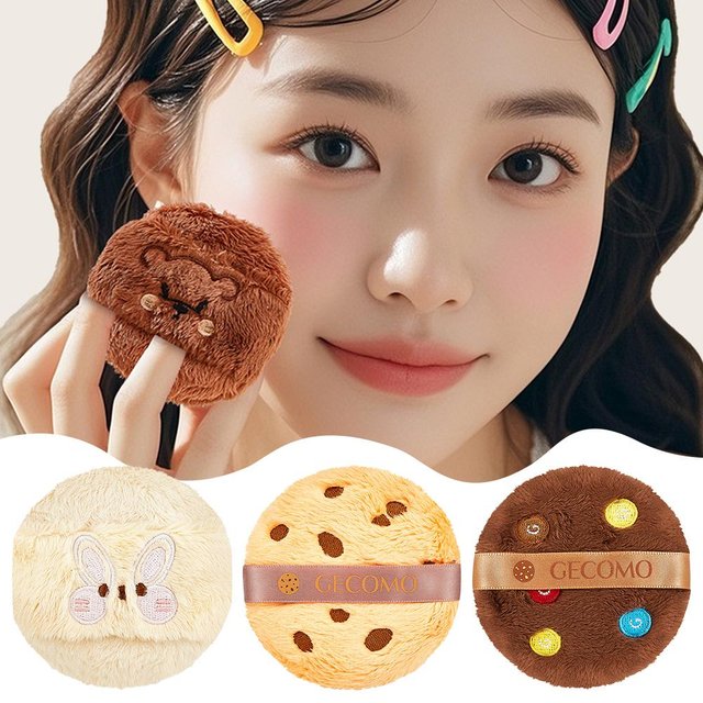 1Pcs Durable Soft And Cute Flocking Powder Puff Skin-friendly Plush Powder Puff Suitable For Loose Powder Setting Makeup Tool