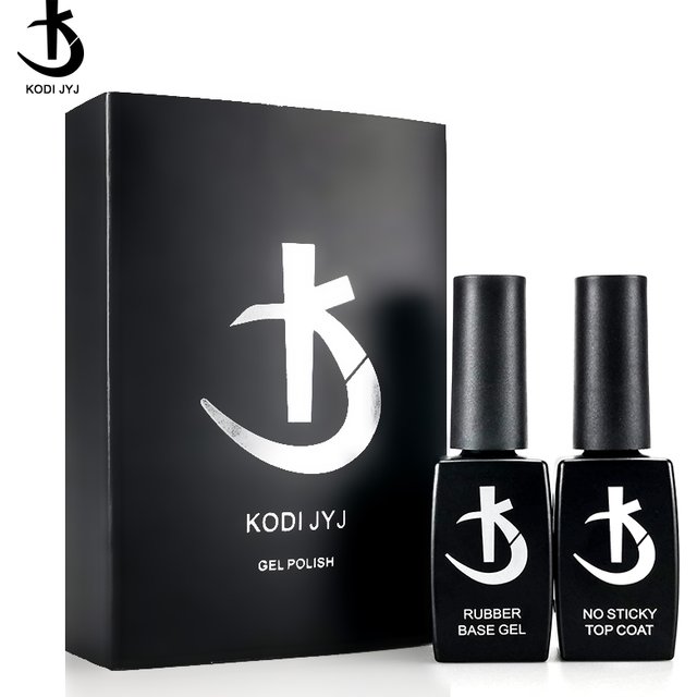 KODI JYJ New Upgrade Rubber Base Gel Nail Polish Set Semipermanent Top Coat Y Base Coat UV LED Gellac Super Bright No Sticky Top