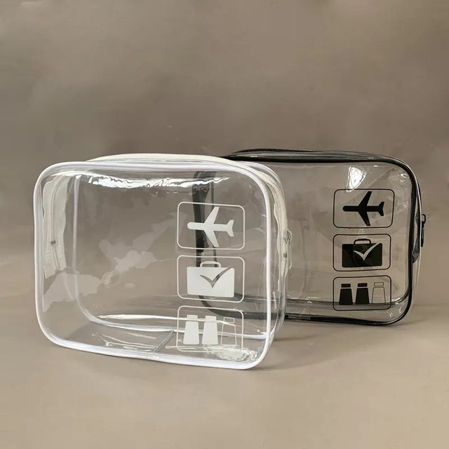 TSA-Approved Quart Size Clear Toiletry Bag - Transparent Makeup Bag for Air Travel. High-Quality Leak-Proof Design.