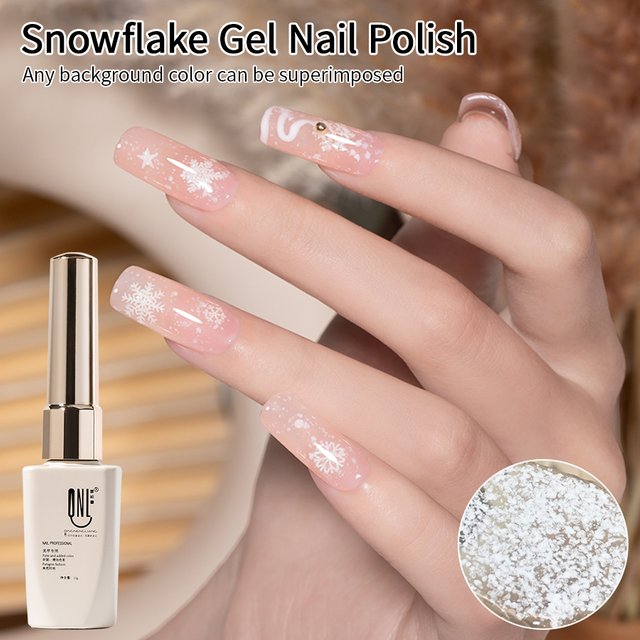 RSNAIL Glitter Snowflake Gel Nail Polish Snow Sequins Gel Soak Off Semi Permanent Nail Art Design Varnish Manicure Christmas 12g