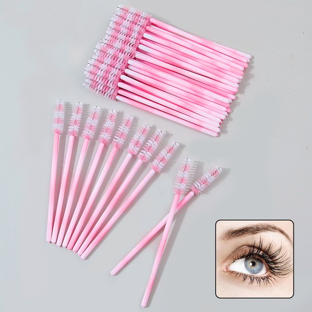 Brosse à mascara bicolore rose et blanc, brosse à sourcils portable, brosse à spirale, outil de