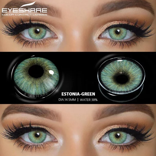 EYESHARE 1pair Myopia Lenses Colored Contact Lenses with Degree Natural Contacts Prescription Lenses Yearly Cosmetic Eye Pupils