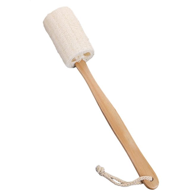 Natural Exfoliating Loofah Bath Brush Loofah Sponge Body Scrubber With Long Wooden Handle Back Brush Skin Care Unisex Home Clean