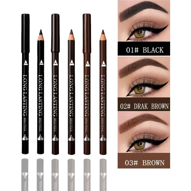 2-in-1 Wooden Handle Waterproof Eyeliner & Eyebrow Pencil, Sweatproof Makeup Pen for All Skin Types, Multi-Use Cosmetic Tool