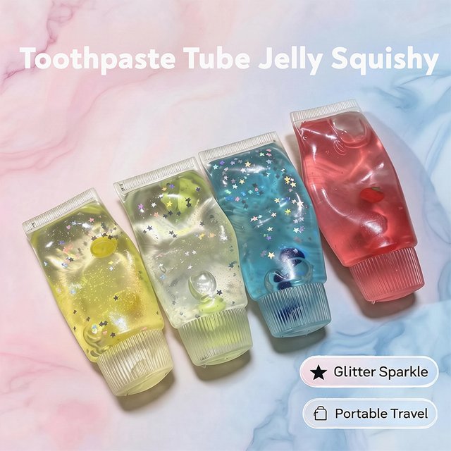 Fruit Filled Maltose Squishy Toothpaste Fidget Sensory Toy Non-Toxic Glitter Slow Rising for Relieving Stress ADHD Comfort Toy
