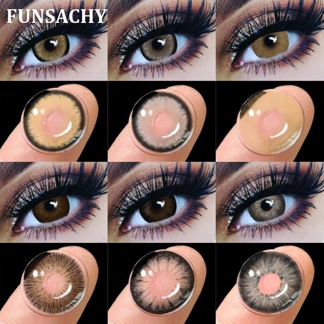 FUNSACHY 1Pair New Colored Contact Lenses for Eyes Big Black Eye Lens Natural Yearly Cosmetics Beauty Women Men Pupils Fast Ship