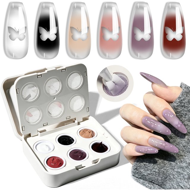 LIMEGIRL 6 Color Air Cushion Gradient Gel Nail Painting Gel DIY Nail Art Design Ombre Color Gel Soak-Off UV LED Gel Nail Polish