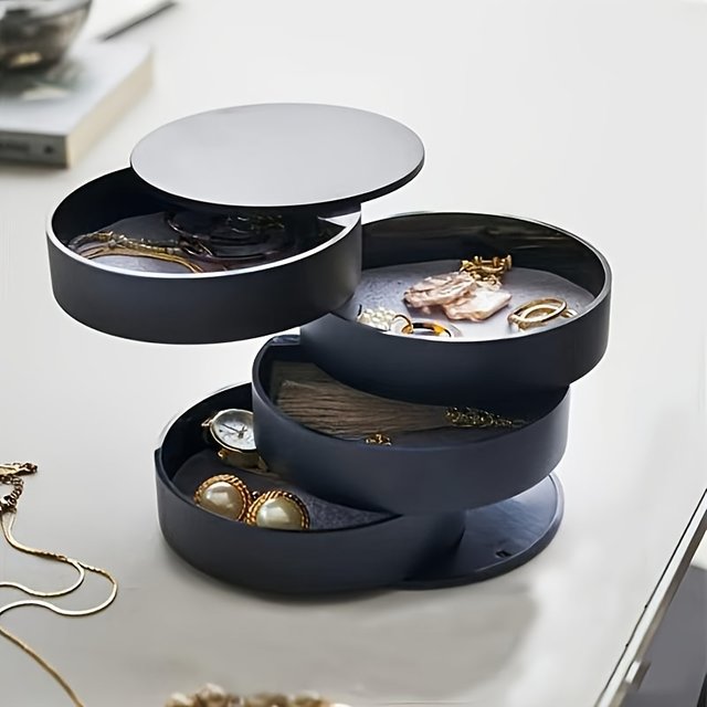 Multi-Layer Desktop Organizer with Lid - Perfect for Jewelry, Makeup & Hair Accessories Storage, Utility Hooks