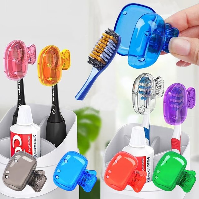 2/4Pcs Travel Toothbrush Toothbrush Protector Cap Brush Pod Case Portable Plastic Clip for Home Travel, Camping, School, Busines