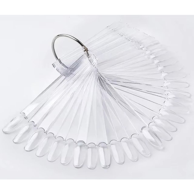 50Pcs Color Card Nail Tips Display Clear Nature Color False Nail Tips for Gel Nail Polish Practice Board Tool Fan Shaped Palette