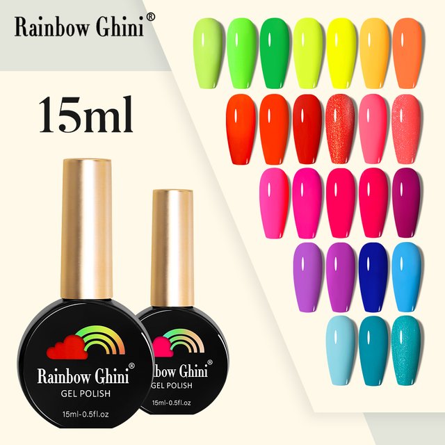 RG 15ML HEMA&TPO FREE Summer Series Fluorescent Gel Polish in Sporty Style Y2K Nail Polish Suitable for Parties Nail Art UV Gel