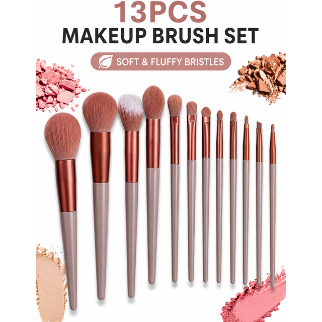 13 grey powder rose gold makeup brush set soft hair eye shadow brush loose powder brush powder blusher brush concealer brush