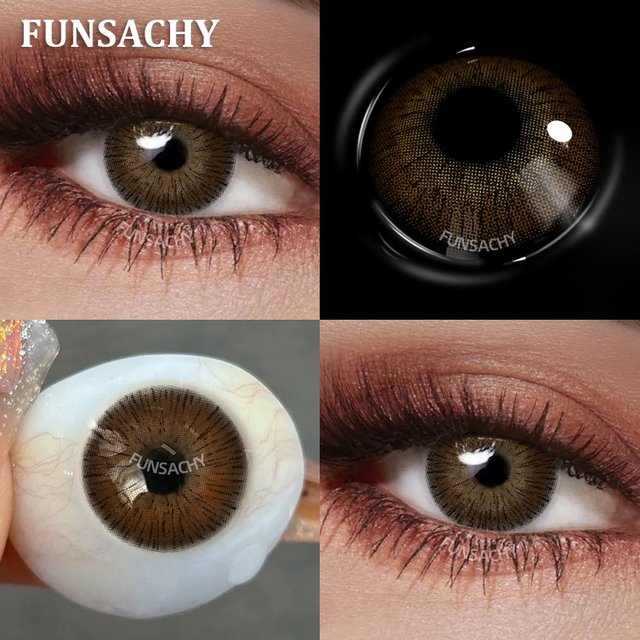 FUNSACHY 1 Pair Dark Brown Color Contact Lenses for Eyes New Natural Black Lens 14.5mm Big Diameter Eye Contacts Cosmetic Yearly