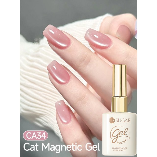 UR SUGAR 15ml Pink Glass Bead Cat Magnetic Gel Nail Polish Purple Moonlight Semi Permanent Nail Art Soak Off UV Gel Polish