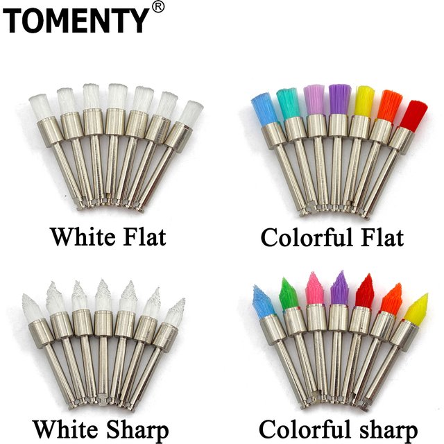 50Pcs Dental Disposable Polisher Nylon Bristle Brush Polishing Brushes Teeth Whitening Prophy Used for Stain Removal and Polish