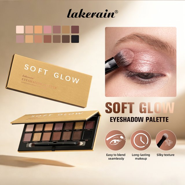 Soft Glow Eyeshadow Palette 14 Color Tones Natural Gentle Long Lasting Eye Makeup Effect High Color Rendering Eyeshadow Palette