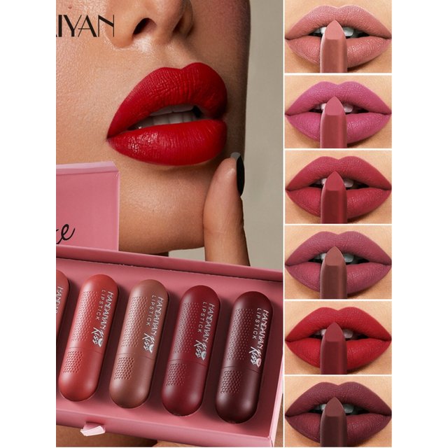 6 Colors Matte Lipstick Set for women Long Lasting Velvet Texture Non-Drying Radio Tube Makeup Lipsticks Set Gift Box Included