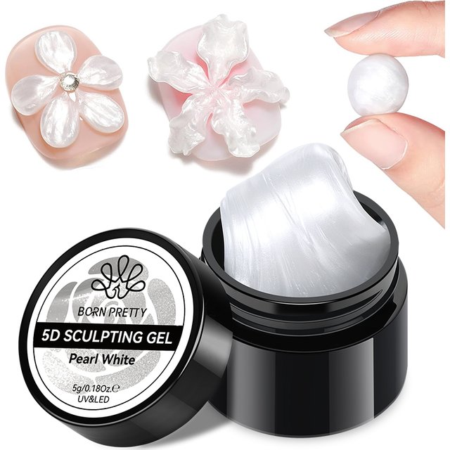 BORN PRETTY 5D Sculpting Gel Nail Polish 5ml Pearl White Shaping Carving DIY Poking Gel Solid Tips Nail Art No Wipe Top Coat