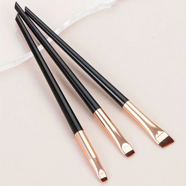 3pcs Makeup Brush Set Blade Eyeliner Brush Fine Oblique Head Eyebrow Brush Outline Eyeliner Ultra Thin Eye Shadow Brush