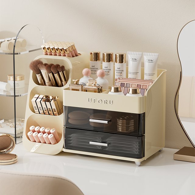 Uforu Back to School Cosmetics Storage Box - Large Capacity, Multifunctional Organizer for Student Dorm Room Tables