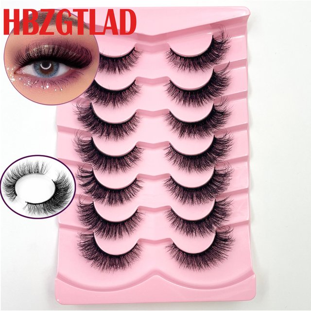 7pairs Natural Russian Strip Lashes Fluffy Mink Lashes 3D False Eyelashes Fluffy Volume Eyelashes Fake Eyelash Extension Make Up