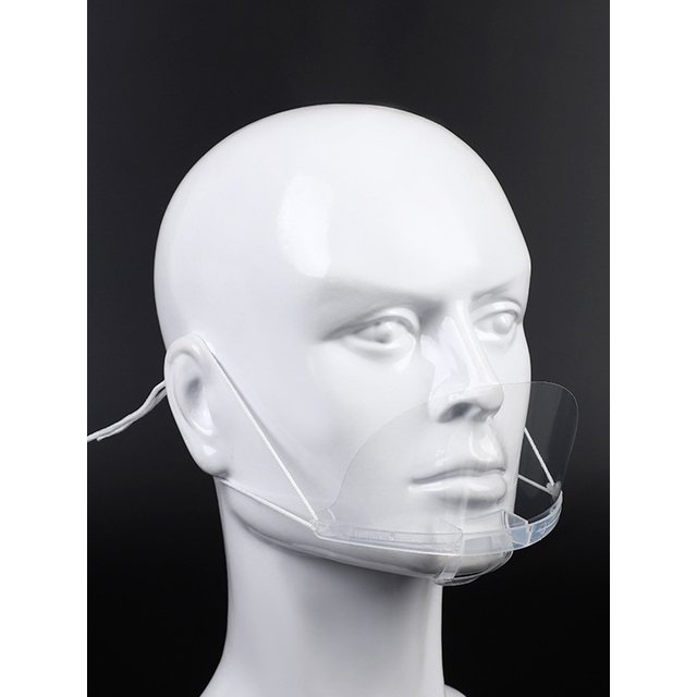 20PCS Clear Plastic Catering Mask Hotel Beauty Chef Waiter Protective Mask Reusable Visible Splash Proof Face Mask