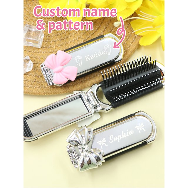 Personalized Mini Hair Brush, Custom Name Ttravel Hair Brush Detangler, Hairbrush for women, Travel Comb