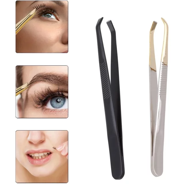 1PCS Eyebrow Tweezers Facial Hair Removal Clip Stainless Steel Flat Slant Tip Eyebrow Eyelash Makeup Tweezer Beauty Tools