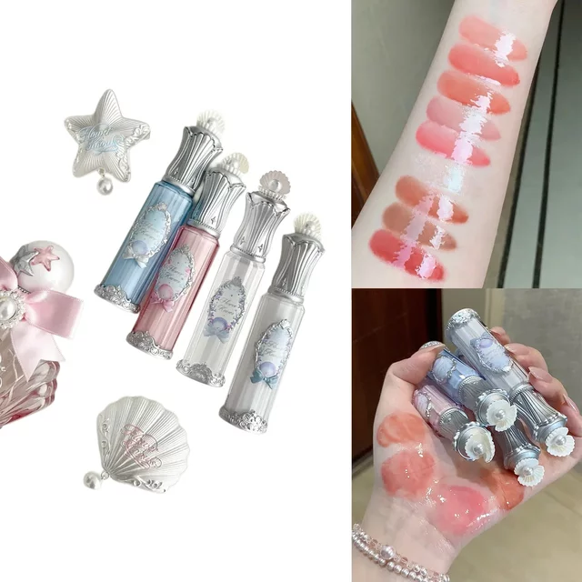 Flower Knows Shell Pearl Lip Essence Honey Light Makeup Lipstick Vitamin Lip Gloss Lip Plumper Moisturizing Balms Glowy Finish
