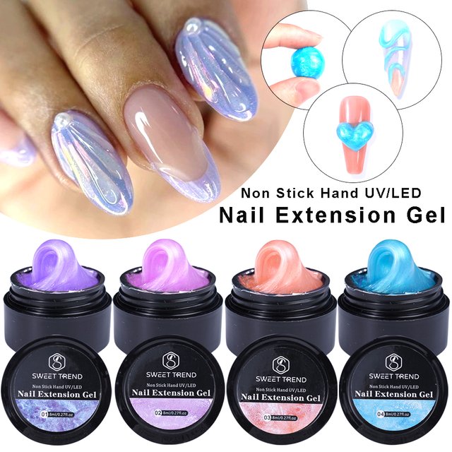 2/4pcs 8ml Extension Nail Gel Non Stick Hand Carved Gel Nail Polish 3D Solid Nail Art Pearl Satin Gloss Gel Manicure Decoration