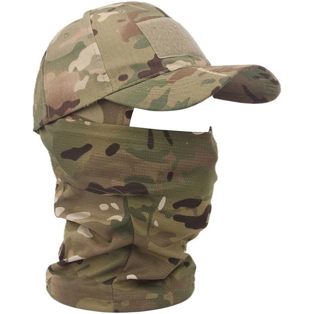 Tactical Balaclava Baseball Caps Full Face Mask Set Men Summer Snapback Sun Hat Outdoor Hunting Camouflage Balaclava