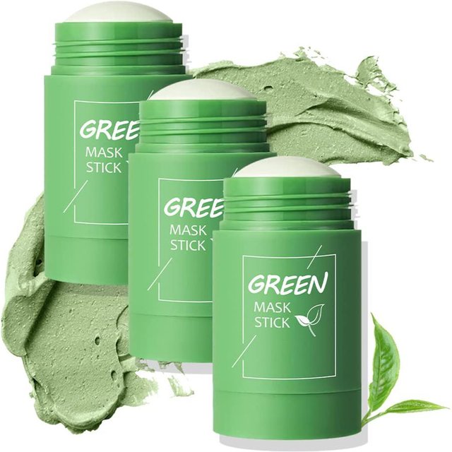 1/3PCS Green Tea Clay Stick For Face, Green Mask Stick Smear Acne Shrink Blackhead Green Tea Extract Facial Mask Pore Cleansing
