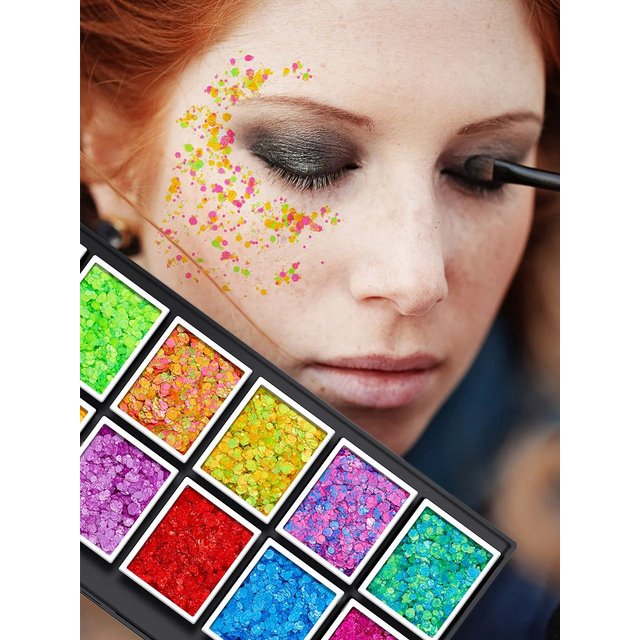 Glitter Gel Palette Body Art Face Painting Luminous Holographic Safe Special Effects Stage Gel Sequins Carnival Festival Makeup