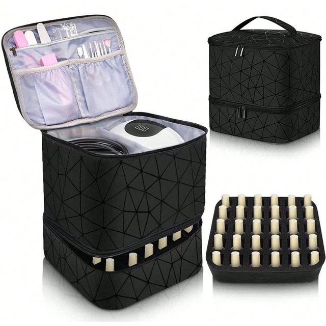 Cross-border explosion Double-layer storage Height cosmetic bag Large capacity portable toilet bag Cosmetic bag Nail polish stor