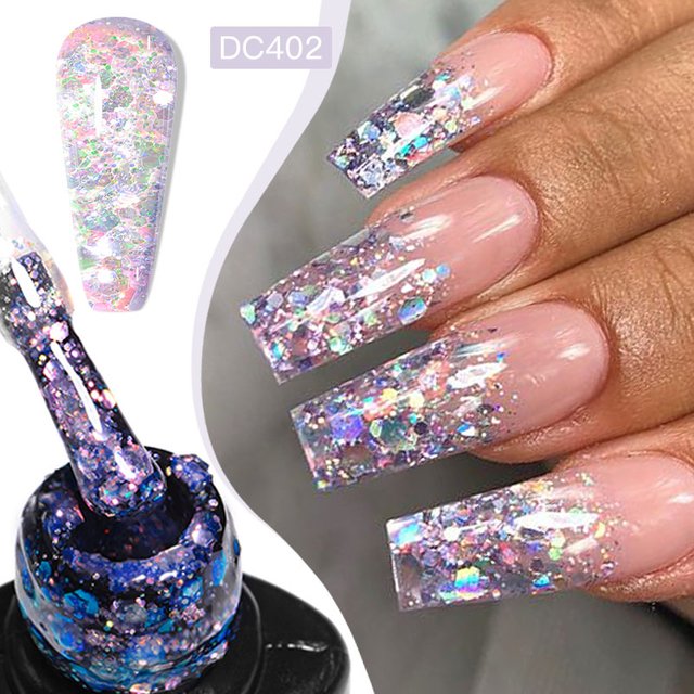 Flowery Sequins Gel Nail Polish Holographic Laser Glitter Semi Permanent Soak Off UV Gel Varnish For Spring Summer Nail Supplies