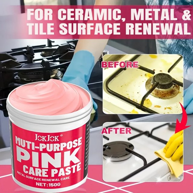 Nettoyant multi-usages KJM 150G, formule douce rose, parfum longue durée, non toxique, sans paraben, pour surfaces métalliques et céramiques