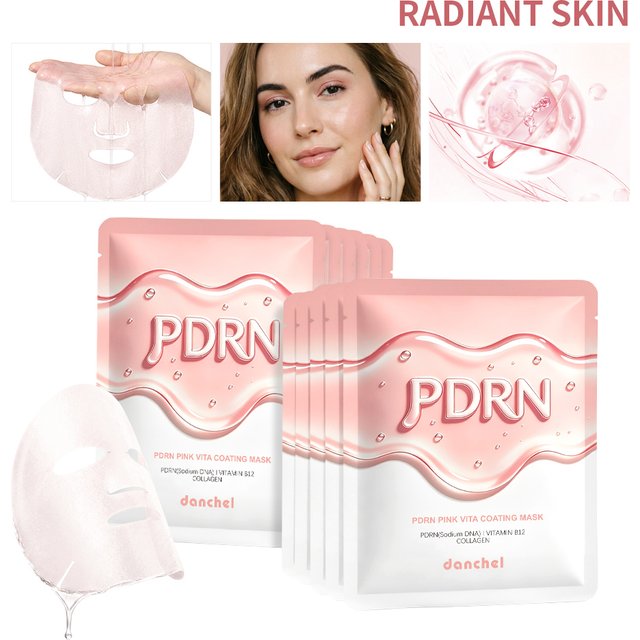 10Pcs Salmon DNA PDRN Pink Vita Coating Sheet Mask Korean Facial Mask Glass Skin Hydrating Firming Balancing Skin Home Skin Care