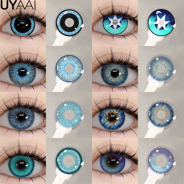 UYAAI Cosplay Contact Lenses Cosmetic Colored Pupils Hallowen Contacts Beauty Women Makeup Blue Lens Eye Contact Cosplay Pupils