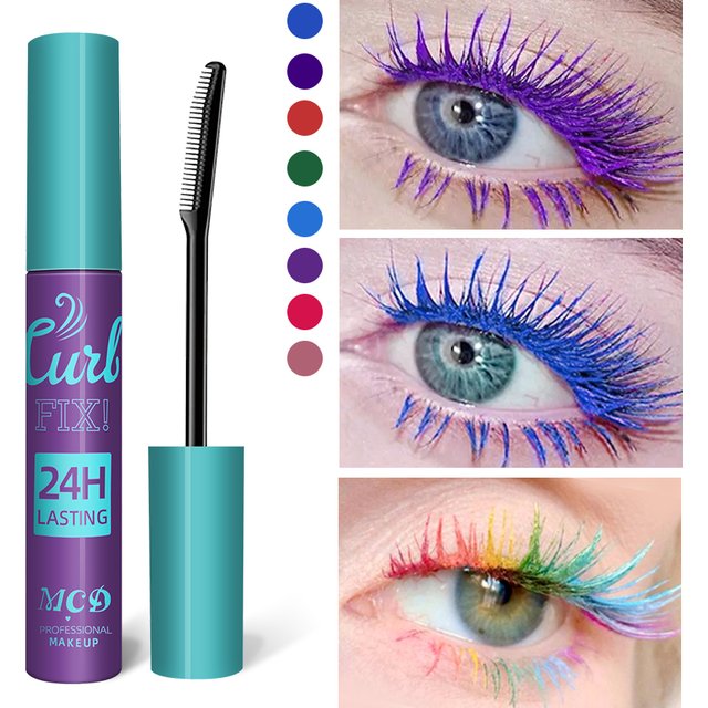 Mascara mince coloré imperméable à l'eau séchage rapide cils recourbés cils multicolores maquillage longue durée bleu vert cosmétique