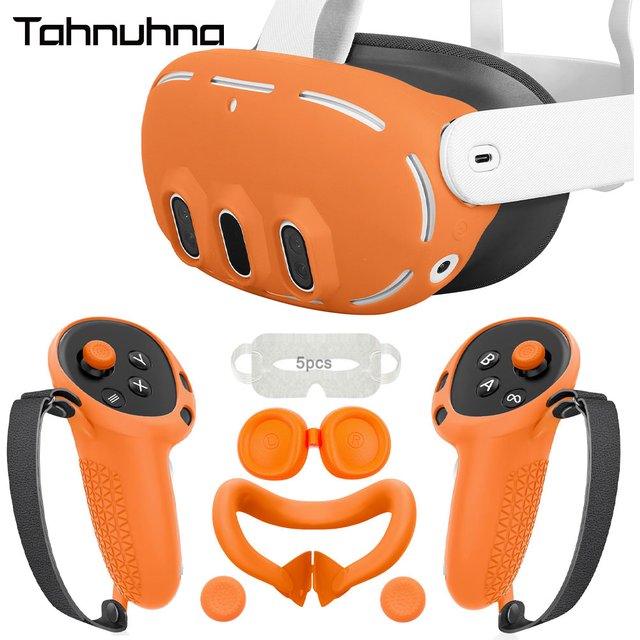 Ensemble de housses de protection en Silicone pour Quest 3 VR, coque de poignée de contrôleur de casque, capuchon d'objectif, couverture faciale pour accessoires Meta Quest 3