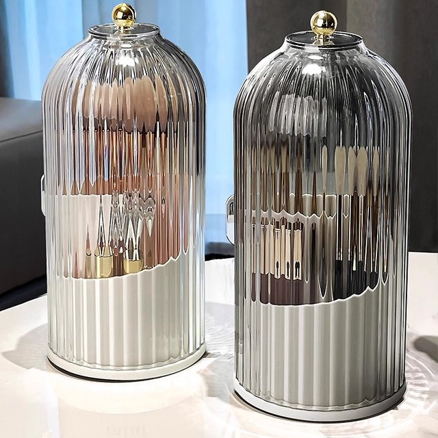 360° Rotating Makeup Brush Holder With Lid Luxury Cosmetic Organizer Lipstick Eyebrow Pencil Holder Eye Shadow Storage Box