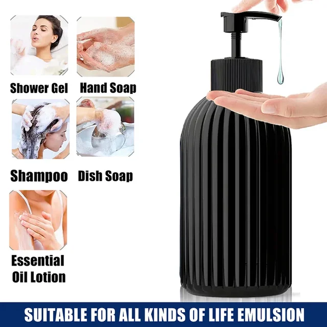 Bouteille de shampoing rechargeable de 500ml, distributeur de savon, après-shampooing, Lotion