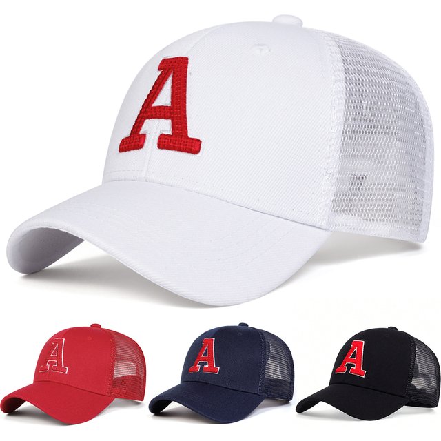 Unisex A Letter Embroidery Baseball Net Caps Spring and Summer Outdoor Adjustable Casual Hats Sunscreen Hat Sports Cap