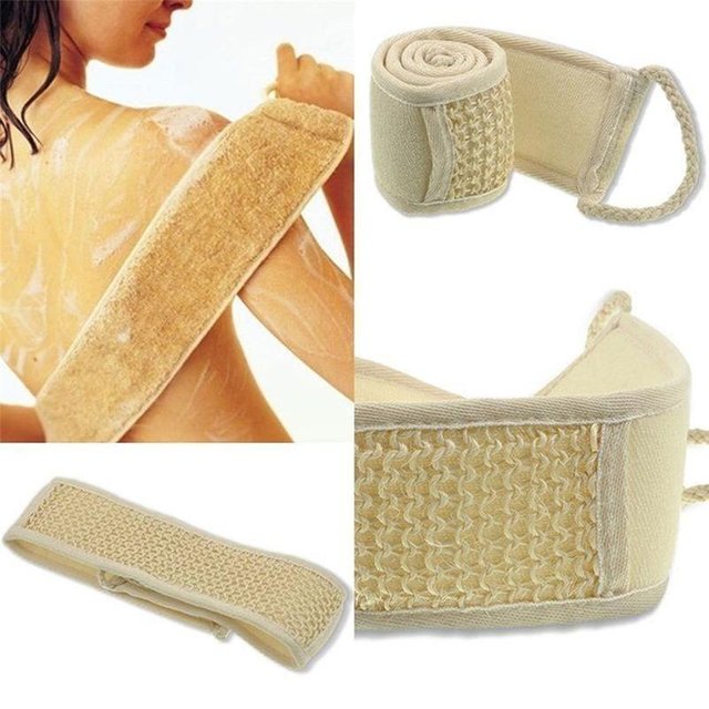 Natural Cotton Linen Bath Back Scrubber Dual Handle Exfoliating Rubbing Towel Body Cleaning Skin Care Bathroom Strap