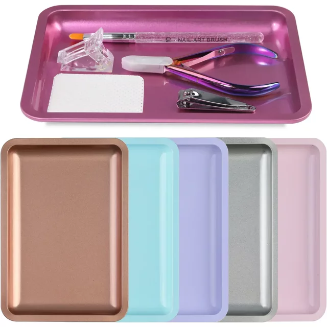 1PC Square Cosmetic Storage Tray Nail Art Manicure Plate Tweezers Clippers Pens Container False Nails Dish Tools BeautyLUX Tray